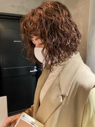 ミディアム パーマ 🛑柔らか透明感 カラー🛑大谷のヘアスタイル