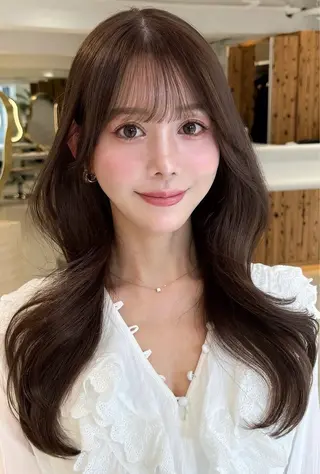 ロング カラー ARMONY表参道店所属・韓国風レイヤーカラー ライムのヘアスタイル