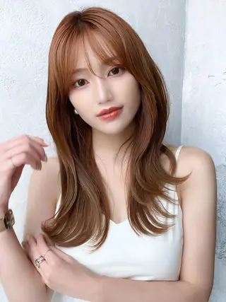 セミロング カラー 顔周り/くびれヘア 韓国ヘア💕風間るなのヘアスタイル