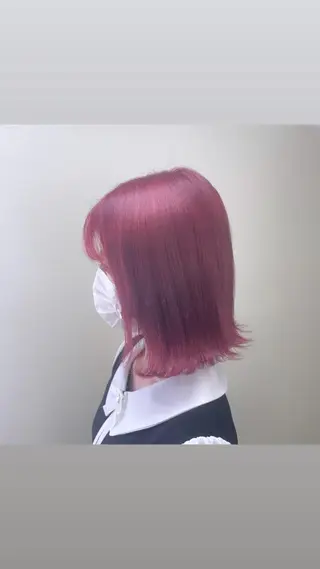 ミディアム カラー パーマ ヘアアレンジ メンズ キッズ ネイル マツエク・マツパ 切りっぱなしヘアボブ ミディアムヘアRYOのヘアスタイル