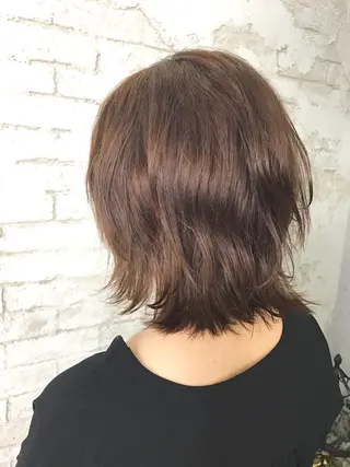 ミディアム カラー パーマ ヘアアレンジ 韓国ヘア✨グレージュ カラーasamiのヘアスタイル