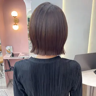 ミディアム カラー 縮毛矯正/ストンボブ Wカラー💎ヒデジのヘアスタイル