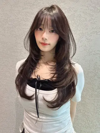 ロング カラー レイヤーカット/ 顔周り 五島巨幹のヘアスタイル