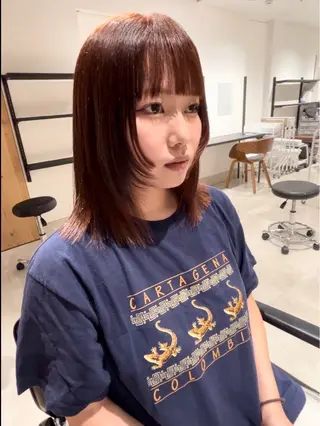 ミディアム カラー スキバサミを使わない カット🌼唯🌼のヘアスタイル