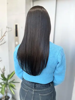 ロング カラー パーマ ヘアアレンジ 透明感/オリーブ/ グレージュ/YUKAのヘアスタイル