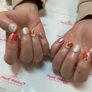 ネイル ネイルリボン 受付スタッフのネイルデザイン
