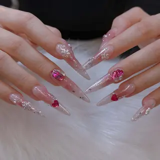 ロング ANH ゴテゴテネイルのネイルデザイン