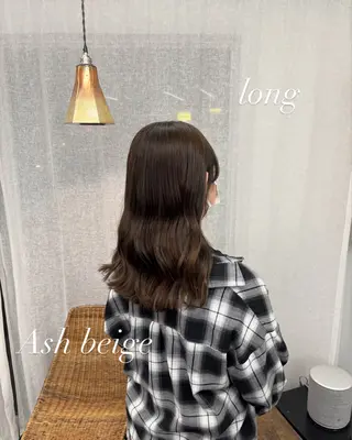 ロング カラー 【ヤマザキアヤメ】 艶カラー/縮毛矯正のヘアスタイル