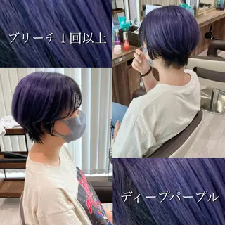 ショート カラー 雅/ダブルカラー/ 白髪ぼかしハイライトのヘアスタイル