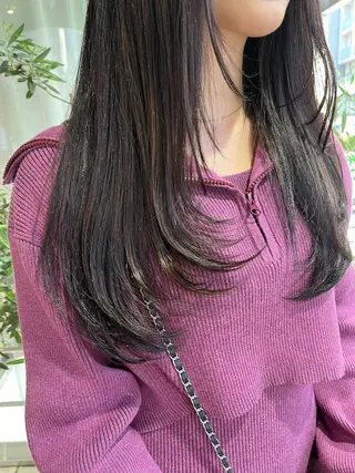 ロング カラー カットパーマ 🌀あさみのヘアスタイル