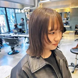 ミディアム カラー 縮毛矯正・似合わせ タナカ レイヤのヘアスタイル