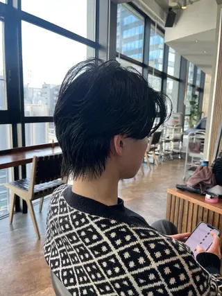 ショート ⚡メンズパーマフ ェードカットTomyのヘアスタイル