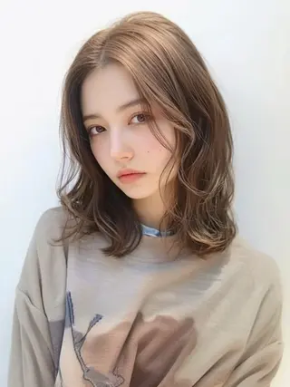 ミディアム 尾崎 優花のヘアスタイル