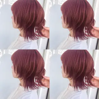 ミディアム カラー ウルフカット ハッシュカット/七海のヘアスタイル