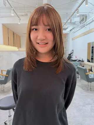 セミロング 水野谷愛/ボブ/ レイヤー/暖色カラーのヘアスタイル