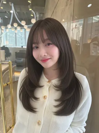 セミロング カラー 新宿/韓国レイヤー 髪質改善カラー/角所のヘアスタイル