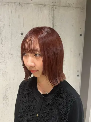 ミディアム カラー ヘアアレンジ ボブ×艶カラー 特化・リクト💥のヘアスタイル