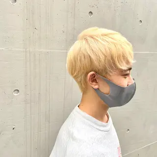 カラー メンズ ショート/ウルフ ハイトーン/カイセイのヘアスタイル