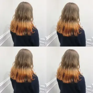 セミロング カラー ヘアアレンジ TAKUMAブリーチ /切りっぱなし🪽のヘアスタイル