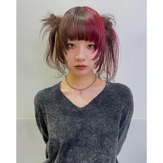 ミディアム カラー ブリーチ😼 ボブ✍️レイヤーのヘアスタイル