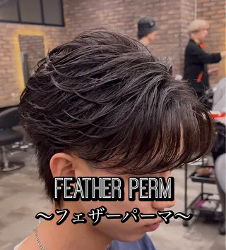 パーマ メンズ センターパート/フェ ザー🔥SHUYAのヘアスタイル