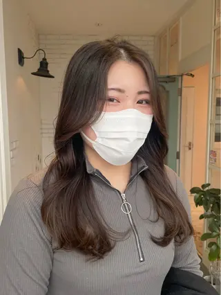 セミロング 推しｶﾗｰ/韓国/ ﾋﾟﾝｸ/Renonのヘアスタイル