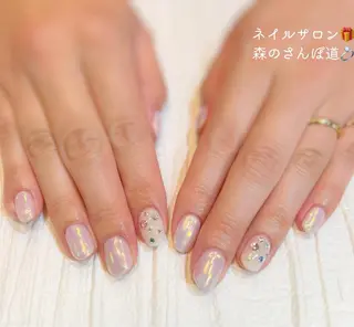 ネイル ショートネイル 森のさんぽ道のネイルデザイン