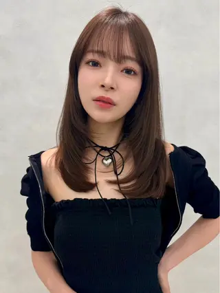 セミロング カラー 韓国ヘア🇰🇷透明 感カラー/yui💞のヘアスタイル