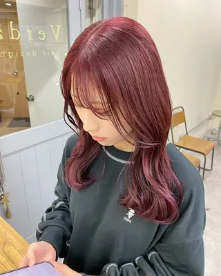 セミロング カラー レイヤー暖色カラー 池袋Yamamotoのヘアスタイル