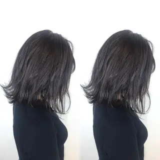 セミロング カラー 韓国レイヤーカット/ ダブルカラーのヘアスタイル