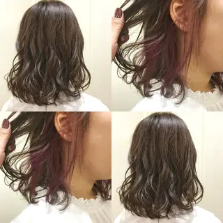 ミディアム カラー パーマ メンズ ネイル マツエク・マツパ 代表🎀 ふわモテ愛 され髪🩷yumiのヘアスタイル