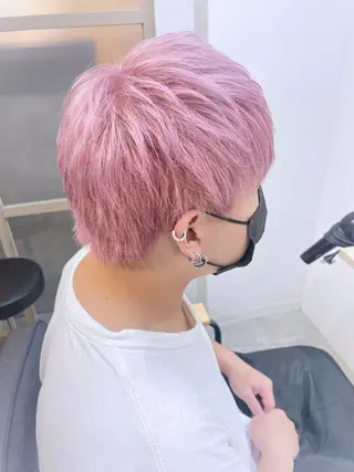 ミディアム カラー メンズ ☁️ケアブリーチ￤ ウルフ￤Shioriのヘアスタイル