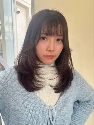 セミロング カラー 💫レイヤーカット✨ 透明感カラー工藤雄大のヘアスタイル