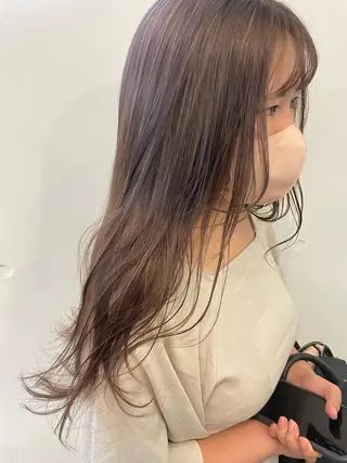 ロング カラー レイヤー べージュ 白石研太のヘアスタイル