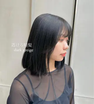 ミディアム カラー ミオ💎ショート 透ける暗髪のヘアスタイル