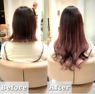 セミロング ✨️韓国風カラー✨️ 最高級エクステ✨️のヘアスタイル