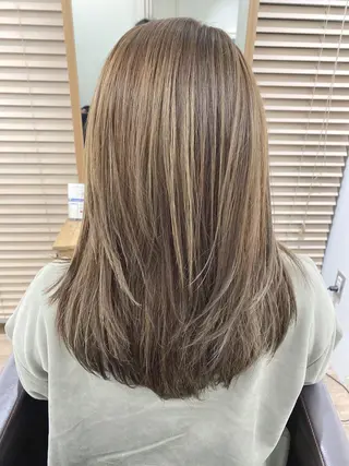 セミロング カラー ハイライト⭐️上野 高広のヘアスタイル
