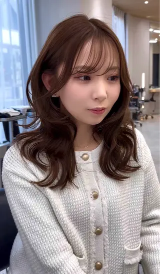 ロング RYOTA レイヤー 中明度カラー/縮毛のヘアスタイル
