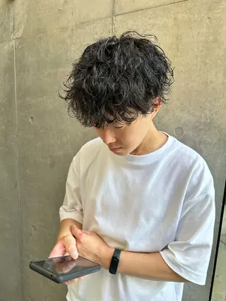 ショート パーマ メンズ 原宿↔︎浦和　美容師 折笠　亮のヘアスタイル