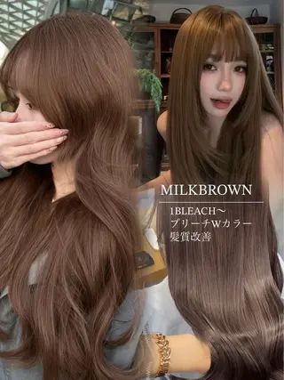 ロング カラー 透明感グレージュ/ YUNAのヘアスタイル