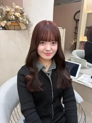 ロング カラー Rio🎀ブリーチ なし透明感♡顔周り♡のヘアスタイル