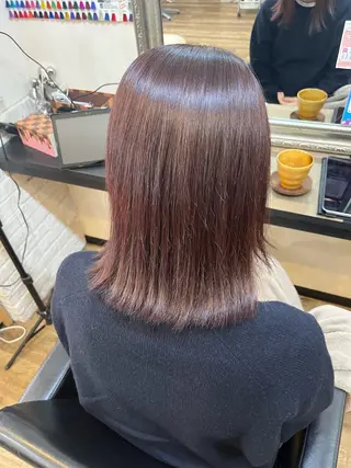 ミディアム カラー ヘアアレンジ きむえり/髪質改善 /うねり広がり改善のヘアスタイル