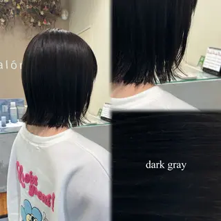 ミディアム カラー 垢抜け小顔レイヤー オリーブ/スミレのヘアスタイル