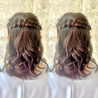セミロング ヘアアレンジ ヘアメ🎀推しカラー 🥣横浜/しほ🧸のヘアスタイル