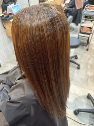 ロング カラー パーマ 西浦慎二 /艶カラー/髪質改善のヘアスタイル