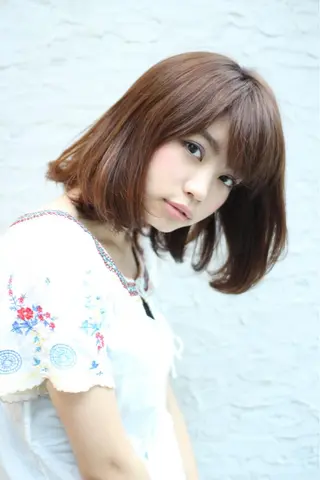 ミディアム カラー パーマ ヘアアレンジ メンズ キッズ マツエク・マツパ アイブロウ Endearing 銀座/レイヤーカットのヘアスタイル