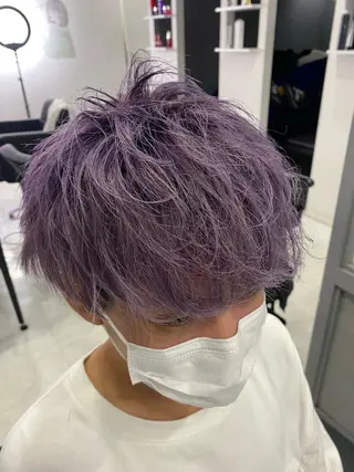 ショート カラー パーマ ヘアアレンジ メンズ 🔥メンズ特化渡辺 🔥ブリーチカラーのヘアスタイル