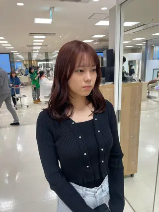 ロング シャドウパーマ／骨格 矯正カット　トモキのヘアスタイル