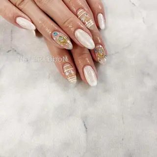 ネイル ネイルリボン 受付スタッフのネイルデザイン