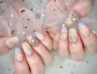 ネイル I-nailロング /ワンホン/キラキラのネイルデザイン